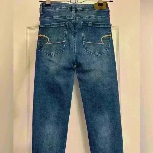 American Eagle High-Riss Authentic  Next Level Stretch Blue Jeans Woman’s 00 - Picture 7 of 7